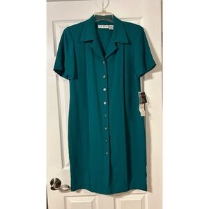 Teal Button-Up Shirt Dress